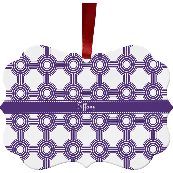 Custom Connected Circles Metal Frame Ornament - Double Sided w/ Name or Text