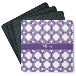 Connected Circles Square Rubber Backed Coasters - Set of 4 (Personalized)
