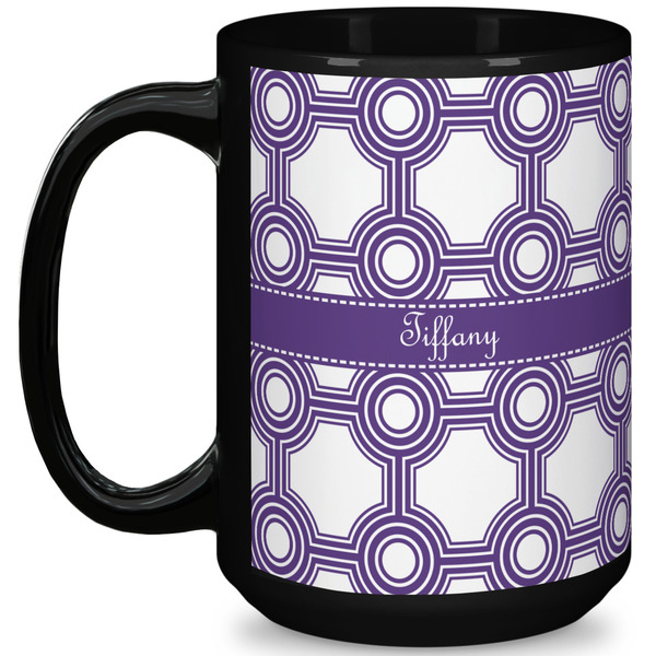 Custom Connected Circles 15 Oz Coffee Mug - Black (Personalized)