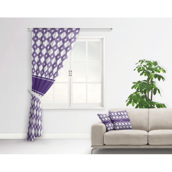Connected Circles Curtain With Window and Rod - in Room Matching Pillow