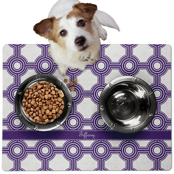 Custom Connected Circles Dog Food Mat - Medium w/ Name or Text