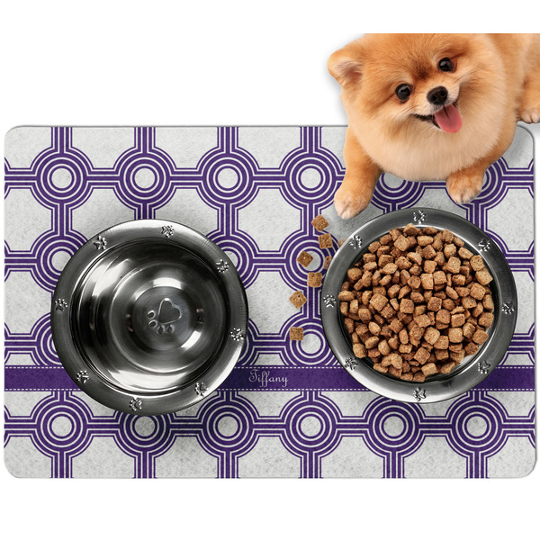 Custom Connected Circles Dog Food Mat - Small w/ Name or Text