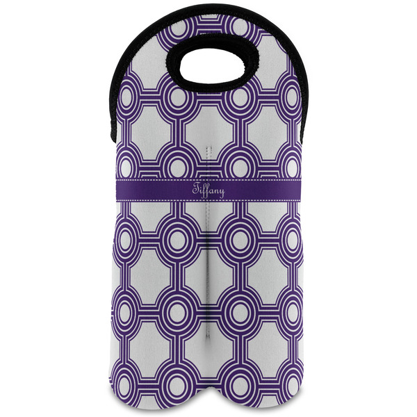 Custom Connected Circles Wine Tote Bag (2 Bottles) (Personalized)