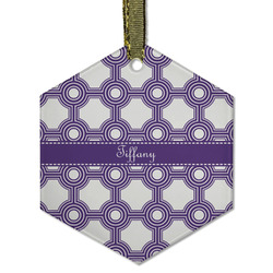 Connected Circles Flat Glass Ornament - Hexagon w/ Name or Text