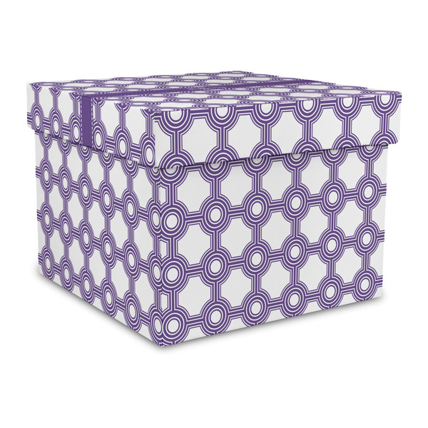 Custom Connected Circles Gift Box with Lid - Canvas Wrapped - Large (Personalized)