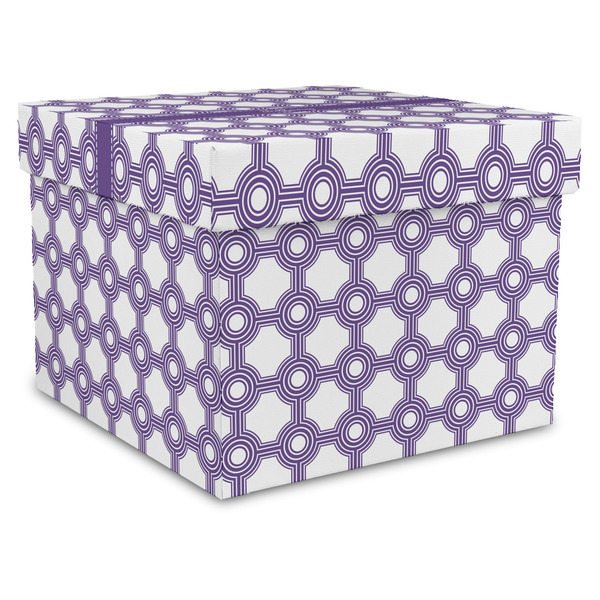 Custom Connected Circles Gift Box with Lid - Canvas Wrapped - X-Large (Personalized)