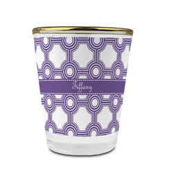 Connected Circles Glass Shot Glass - 1.5 oz - with Gold Rim - Set of 4 (Personalized)