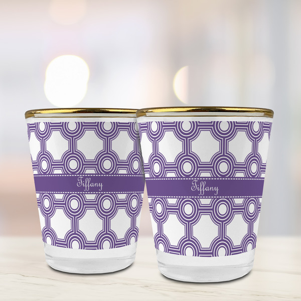 Connected Circles Glass Shot Glass - with gold rim - LIFESTYLE