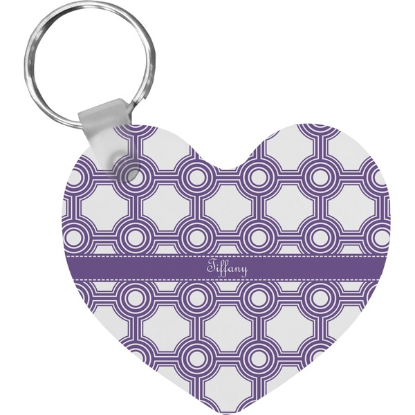 Custom Connected Circles Heart Plastic Keychain w/ Name or Text