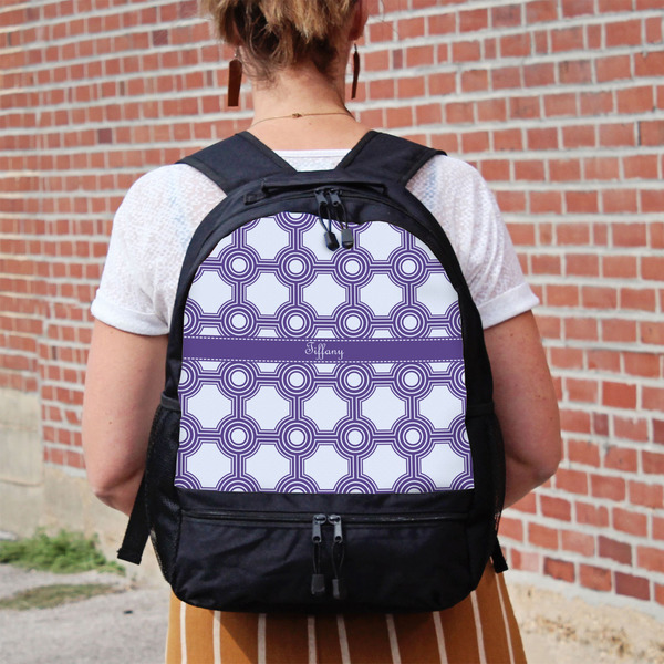 Connected Circles Large Backpack - Black - On Back