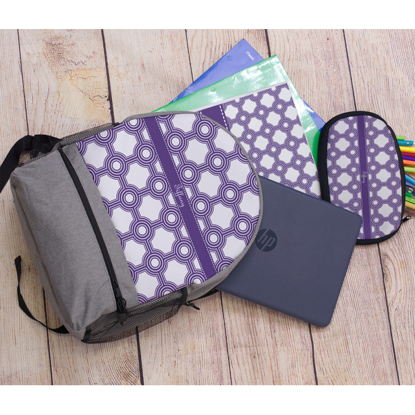 Connected Circles Large Backpack - Gray - With Stuff