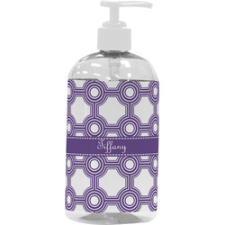 Connected Circles Plastic Soap / Lotion Dispenser (16 oz - Large - White) (Personalized)