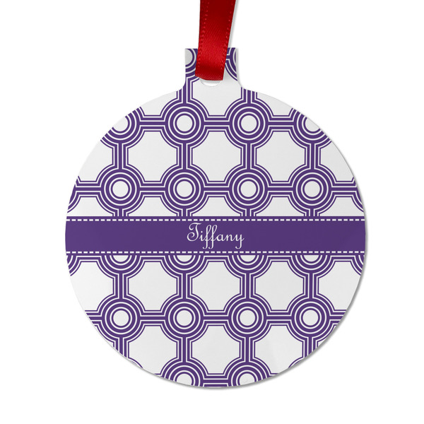 Custom Connected Circles Metal Ball Ornament - Double Sided w/ Name or Text