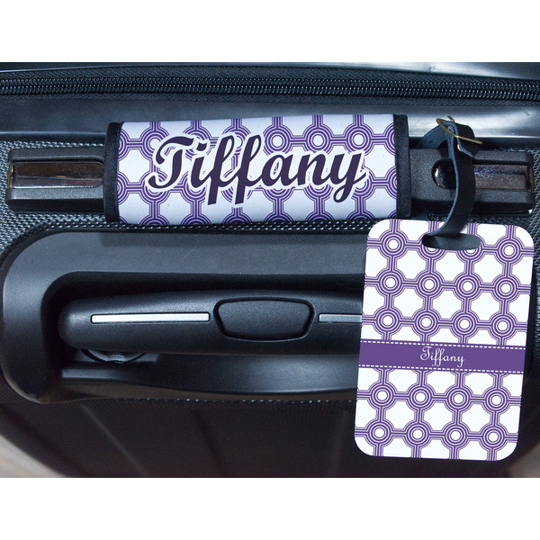 Connected Circles Metal Luggage Tag & Handle Wrap - In Context