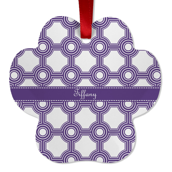 Custom Connected Circles Metal Paw Ornament - Double Sided w/ Name or Text