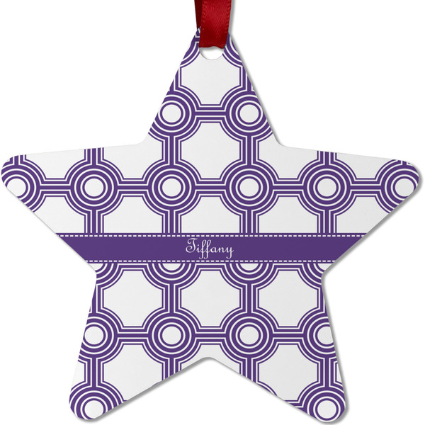 Custom Connected Circles Metal Star Ornament - Double Sided w/ Name or Text