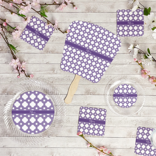 Connected Circles Party Supplies Combination Image - All items - Plates, Coasters, Fans