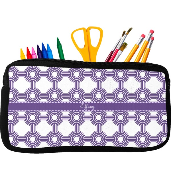 Custom Connected Circles Neoprene Pencil Case - Small w/ Name or Text