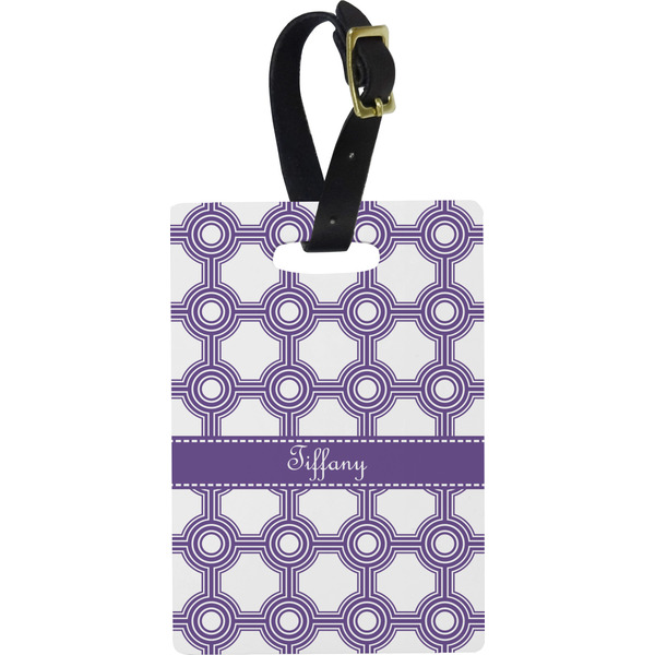 Custom Connected Circles Plastic Luggage Tag - Rectangular w/ Name or Text
