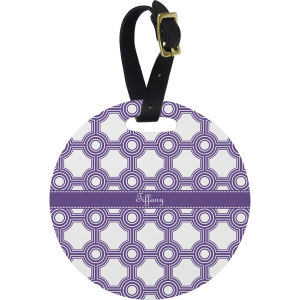 Custom Connected Circles Plastic Luggage Tag - Round (Personalized)