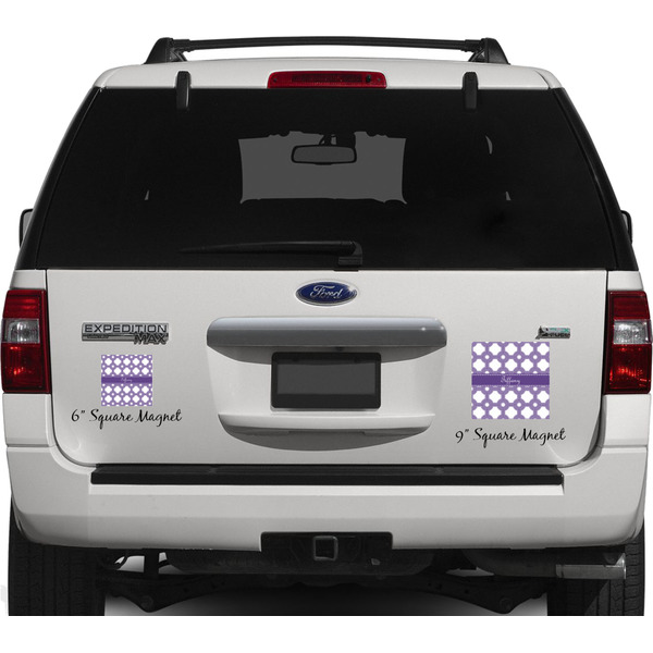 Connected Circles Personalized Square Car Magnets on Ford Explorer