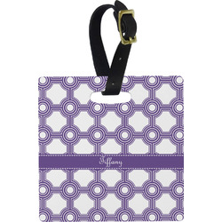 Connected Circles Plastic Luggage Tag - Square w/ Name or Text