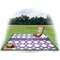 Connected Circles Picnic Blanket - with Basket Hat and Book - in Use