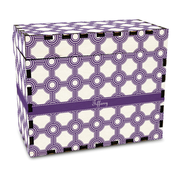Custom Connected Circles Wood Recipe Box - Full Color Print (Personalized)