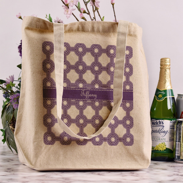 Connected Circles Reusable Cotton Grocery Bag - In Context