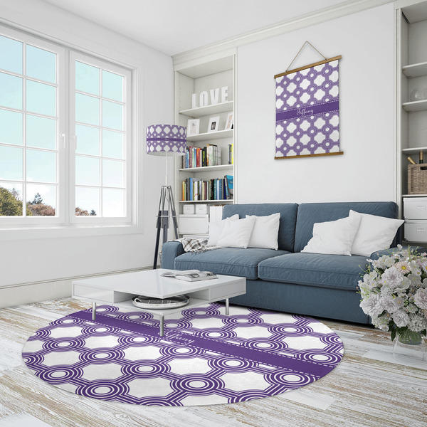 Connected Circles Round Area Rug - IN CONTEXT