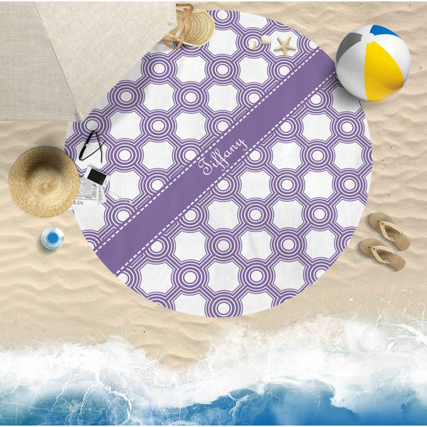 Connected Circles Round Beach Towel Lifestyle