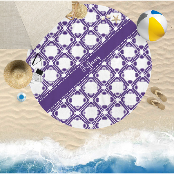 Connected Circles Round Beach Towel Lifestyle