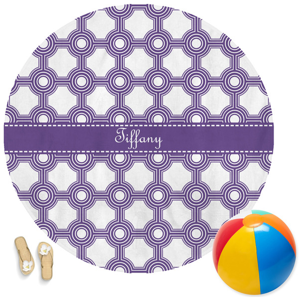 Custom Connected Circles Round Beach Towel (Personalized)
