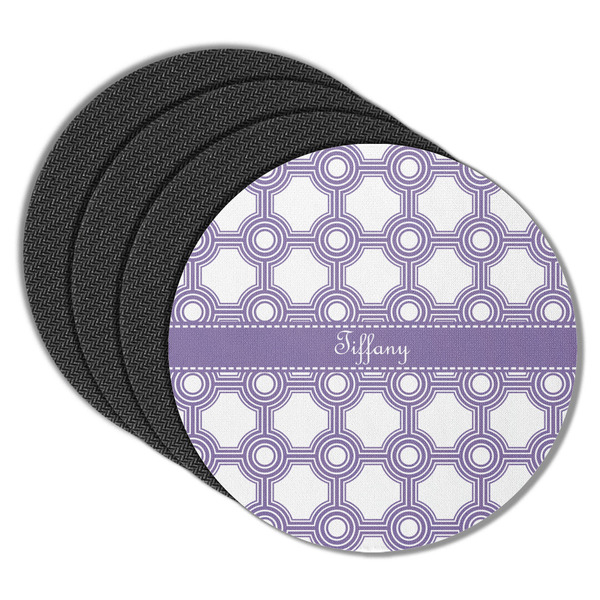 Custom Connected Circles Round Rubber Backed Coasters - Set of 4 (Personalized)