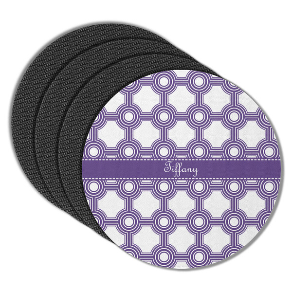 Custom Connected Circles Round Rubber Backed Coasters - Set of 4 (Personalized)