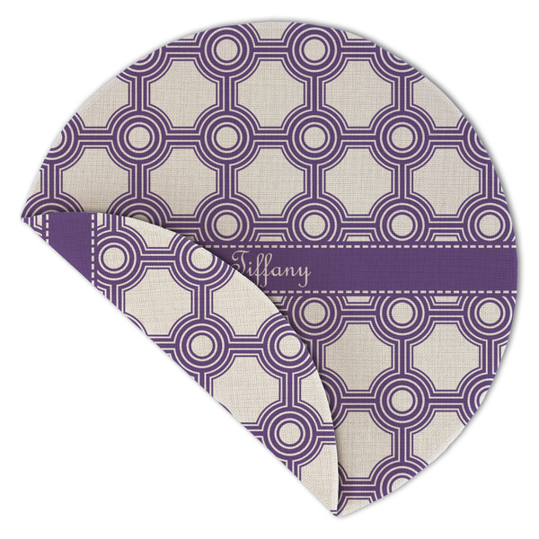 Connected Circles Round Linen Placemats - Front (folded corner double sided)