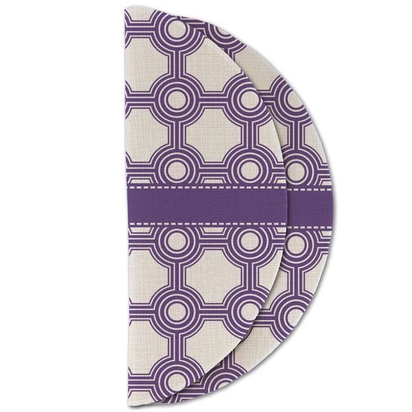 Connected Circles Round Linen Placemats - HALF FOLDED (double sided)