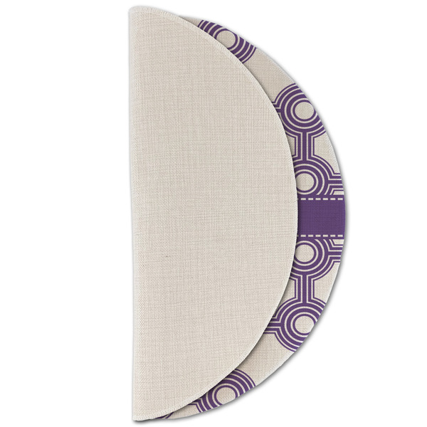 Connected Circles Round Linen Placemats - HALF FOLDED (single sided)