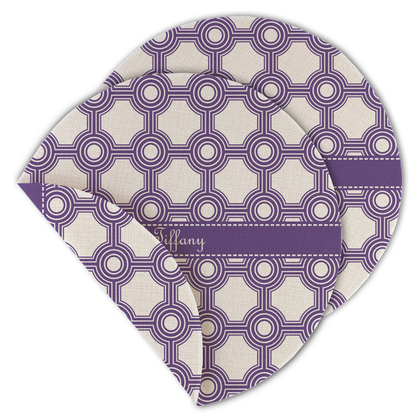 Custom Connected Circles Round Linen Placemat - Double Sided - Set of 4 (Personalized)