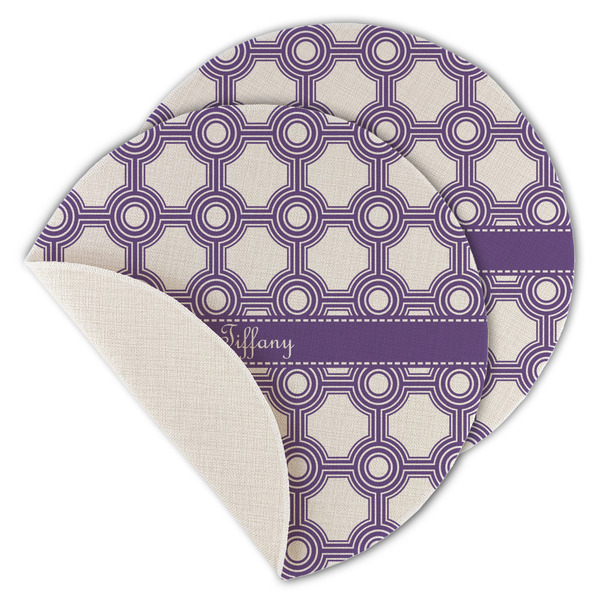 Custom Connected Circles Round Linen Placemat - Single Sided - Set of 4 (Personalized)