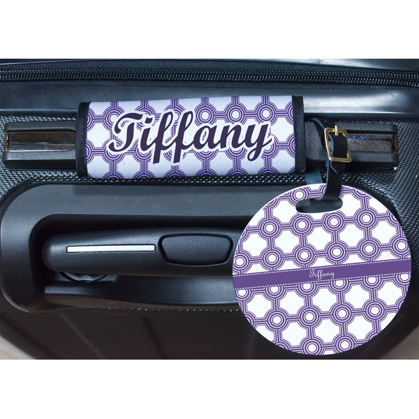 Connected Circles Round Luggage Tag & Handle Wrap - In Context