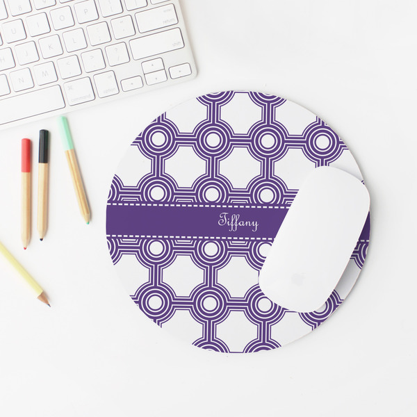 Connected Circles Round Mousepad - LIFESTYLE 2