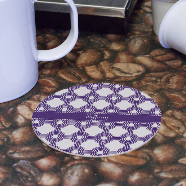Connected Circles Round Paper Coaster - Front