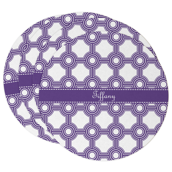 Custom Connected Circles Round Paper Coasters w/ Name or Text