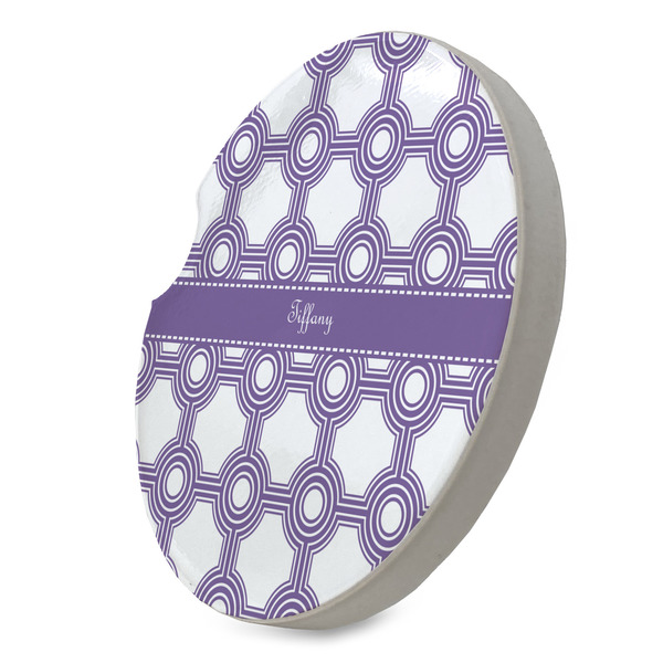 Connected Circles Sandstone Car Coaster - STANDING ANGLE