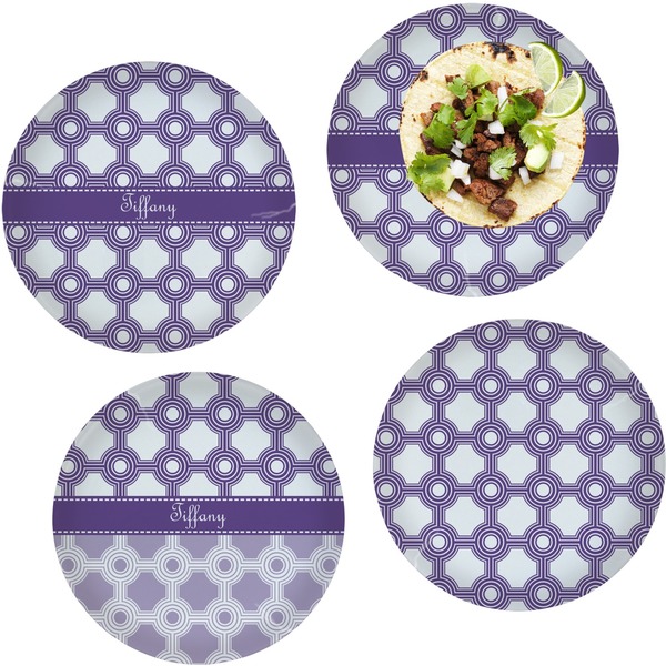 Custom Connected Circles Set of 4 Glass Lunch / Dinner Plate 10" (Personalized)