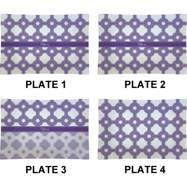Connected Circles Set of Rectangular Appetizer / Dessert Plates (Approval)