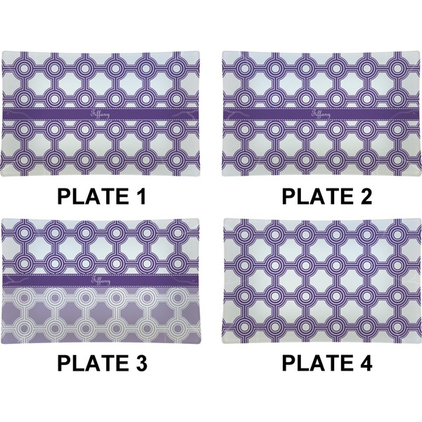 Connected Circles Set of Rectangular Dinner Plates (Approval)