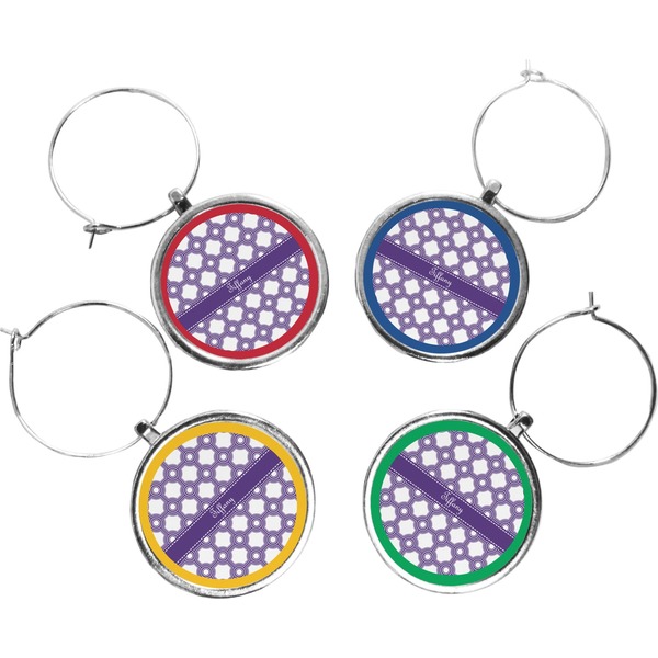 Custom Connected Circles Wine Charms (Set of 4) (Personalized)