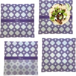 Connected Circles Set of 4 Glass Square Lunch / Dinner Plate 9.5" (Personalized)